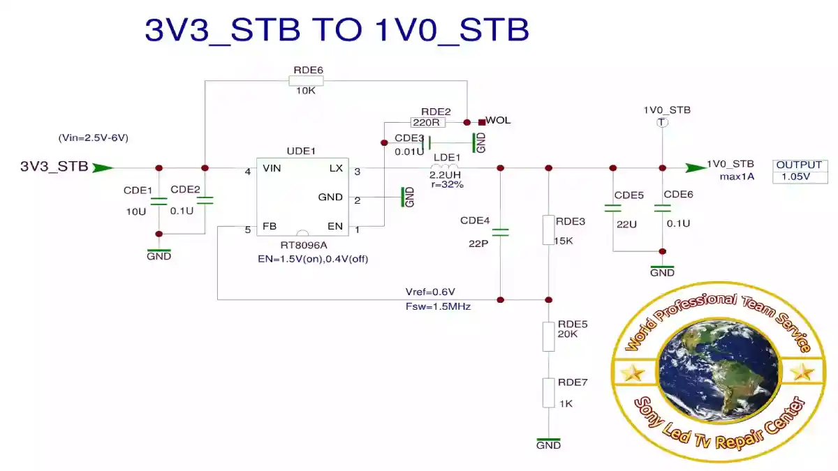 TCL 32S6500 3.3V standby voltage to a 1.0V